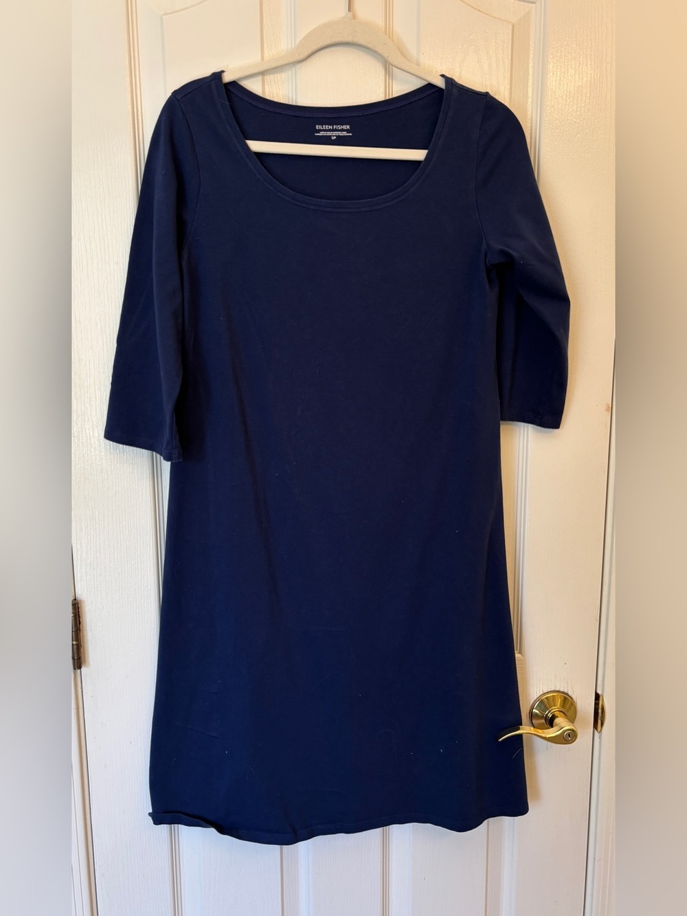 Eileen Fisher Navy Scoop-Neck Midi Dress ~ Women’s Small Petit ~ Career or Work